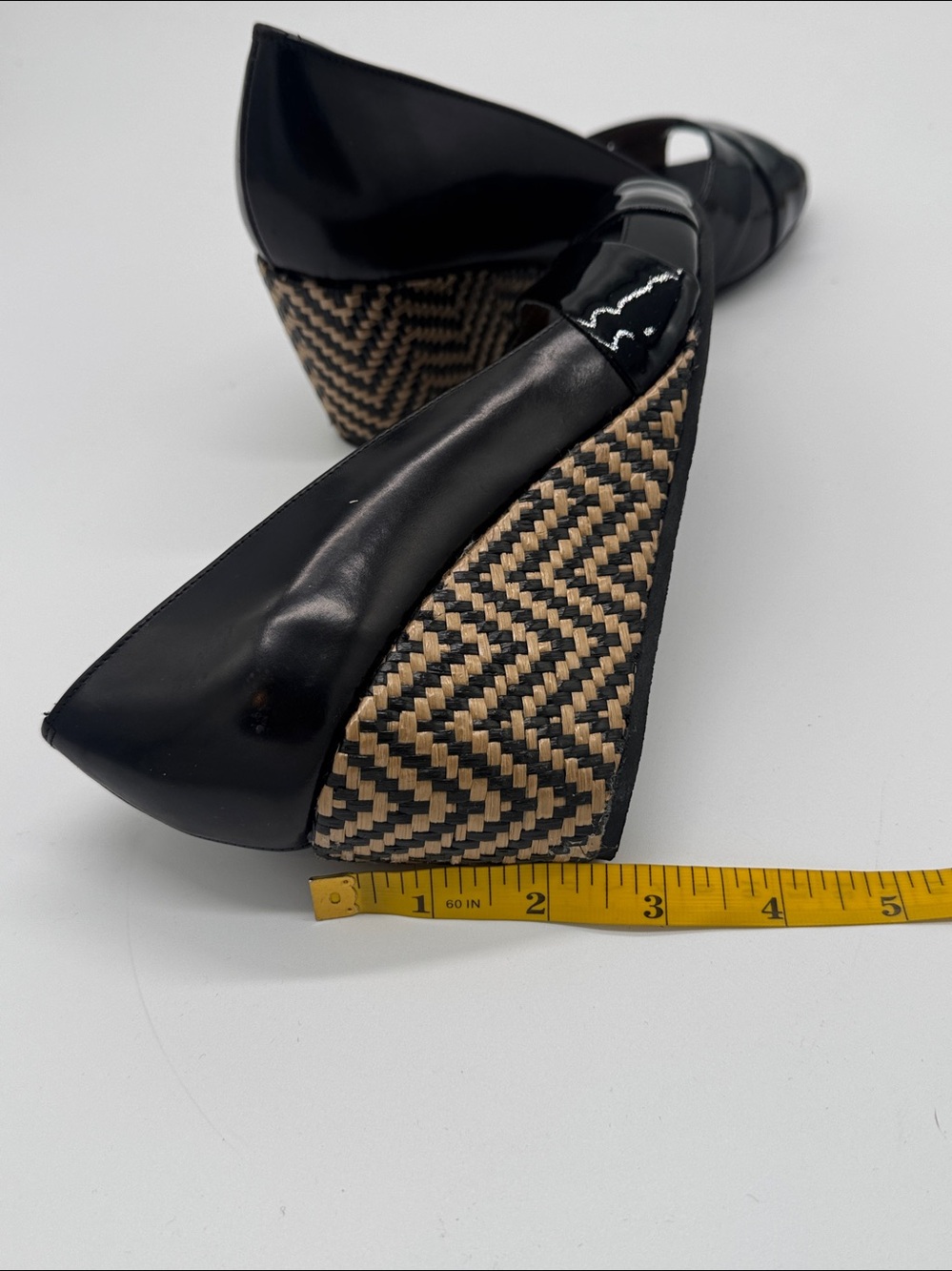 Anyi Lu black leather peep toe wedge heels - Picture 10 of 10